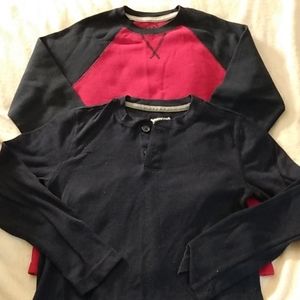 2 BOYS SIZE 10-12 LONG SLEEVED SHORTS ARIZONA + FADED GLORY